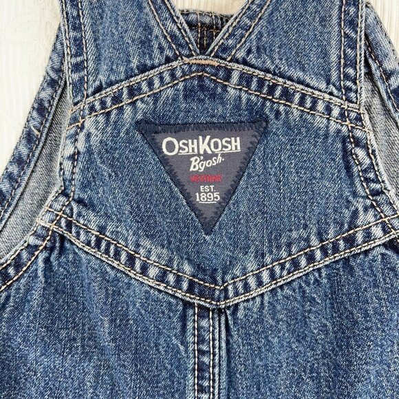 Vintage Oshkosh B'gosh SIZE 18 MONTHS Blue Denim Carpenter Vestbak Jean Overalls - Picture 5 of 6